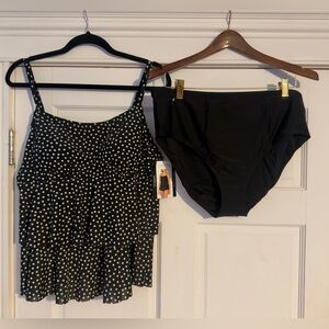 Black and White Polka Dot Tankini Set